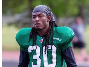 Defensive back Jeremy Gray during Rider practice at Griffiths Stadium, Wednesday, June 03, 2015.