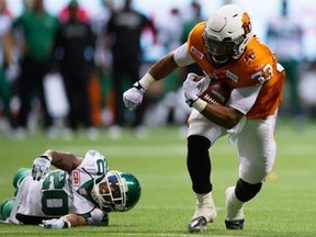 Defensive breakdowns have contributed to the Riders’ 0-3 start The latest setback was a 35-32 overtime loss to the host B.C. Lions on Friday, when tailback Andrew Harris ­— shown escaping defensive back Terrell Maze (20)  —  had 144 yards from scrimmage (Darryl Dyck/The Canadian Press files)