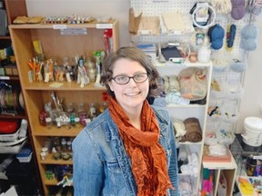 Erika Folnovic, founder of The Art Supply Exchange, poses for a portrait on the opening day of business in Regina on Sept. 25, 2015.