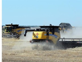 An estimated 40 per cent of Saskatchewan’s 2015 crop is now in the bin, with an additional 33 per cent either swathed or ready to straight-cut, the ministry of agriculture’s weekly crop report says. To put that in perspective, the five-year (2010-14) average for this time of year is 25 per cent combined