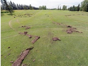 The 3rd hole of the Wascana Country Club was damaged by overnight vandals that tore up the hole in Regina on Wednesday.