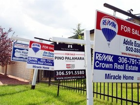 Home sales set records in June across Canada, and even Regina saw a healthy 21 per cent increase. However, homes listed for sale, like these on the 1200 block of Stockton Street in Regina in early July, remain at 20-year highs.  (DON HEALY/Regina, Leader-Post)