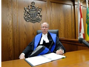 Judge Paul Demong in the Small Claims courtroom at the Provincial Court house in Regina.