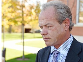 Keith Dunford leaves Weyburn Court of Queens Bench on October 13, 2015.