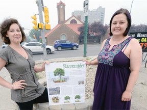 Landscape architects Christine Bachinsky (left) and Amanda Lang are collaborating on a project to repurpose some of the bricks from Connaught School. It will be located on the corner of Albert Street and 13th Avenue.