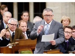 Liberal MP Ralph Goodale asks a question during question period in the House of Commons on Parliament Hill in Ottawa on Monday, March 30, 2015.