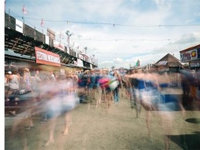 A long exposure of main street during the last afternoon of the Craven Country Jamboree on Sunday July 12, 2015.