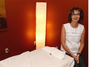 Massage therapist Dianne Fraser in one of the therapy rooms at Advance Therapeutic Massage Clinic in Regina on Aug. 28, 2015. (BRYAN SCHLOSSER/Regina Leader-Post)