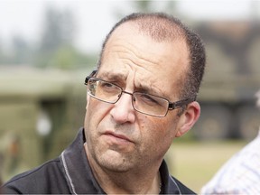 Saskatchewan Executive Director of Wildfire Management Steve Roberts speaks to media at the Prince Albert Armoury on Thursday, July 9, 2015.