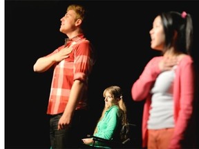 Natasha Urkow plays “Nick” in New Canadian Kid, a play by Denis Foon (not pictured), during Regina Fringe Festival at the MacKenzie Art Gallery in Regina on Saturday July 11, 2015. The work tells the story of a young person adjusting to a new life in Canada.