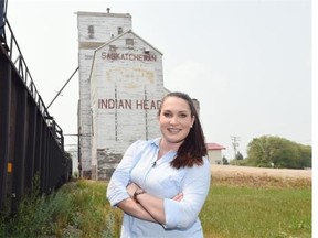 Ali Piwowar, shown in front of a grain elevator in Indian Head, grew up in Regina and completed her master's thesis in architecture at Carleton University. She talks about the culture and history of grain elevators in the province, and the idea of repurposing them into coffee shops, community spaces and more.