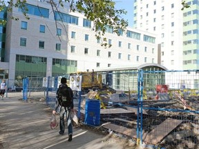 The ongoing construction at the new residence tower at the U of R on Sept. 21, 2015.