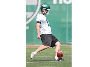 Paul McCallum is shown Friday during his first practice with the Saskatchewan Roughriders since 2005. 
  
 Troy Fleece/Leader-Post
