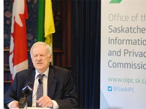 Privacy Commissioner Ron Kruzeniski as he delivers his finding into a complaint made by former Oliver Lodge (Saskatoon) employee Peter Bowden about his personnel files in Regina August 18, 2015.