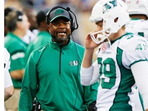 Punter Ray Early, 39, has been a key part of the Roughriders’ improved special-teams play this season. Interim head coach Bob Dyce, left, was the Riders’ special-teams co-ordinator for the first half of the season.