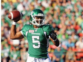 Quarterback Kevin Glenn is back as the Saskatchewan Roughriders’ starting quarterback. The 15-year veteran returns under centre Saturday night when the Roughriders play host to the Ottawa Redblacks. THE CANADIAN PRESS/Mark Taylor