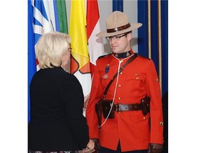 RCMP Cst. Jan Indenbosch received a Royal Canadian Humane Association Bravery Awards at Government House in Regina October 19, 2015.