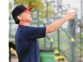 Head coach Scott Douglas during Red Sox training camp at Currie Field in Regina on May 25, 2015.