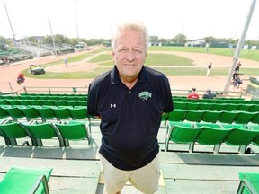 Regina Red Sox GM Bernie Eiswirth, stands in front of Currie Field on Friday. Scheduling conflicts may result in a doubleheader Sunday for the WMBL championship final. 
 TROY FLEECE/Regina Leader-Post