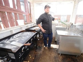 Chef Sean Hale with the preparations of backstage catering for the Craven Country Jamboree in Regina on Wednesday.