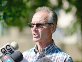 REGINA, SK :  June 23, 2015  --  Staff Sgt. Ron Weir, provincial co-ordinator of the Saskatchewan Internet Child Exploitation Unit, speaks about a recent arrest outside of the Regina Police Station in Regina on Tuesday. 
 TROY FLEECE / Regina Leader-Post