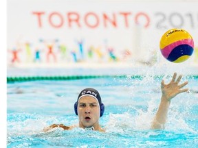 Regina's Kevin Graham, shown playing for the Canadian men's water polo team against Venezuela on Thursday at the Pan American Games in Toronto, is preparing for Monday's semifinal against the United States. 
  
 Rebecca Blackwell/Associated Press