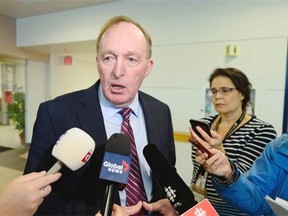 David McCutcheon, vice president of Physician and Integrated Services for the Regina Qu'Appelle Health Region, speaks to reporters at the General Hospital about MRI scan errors in Regina on Friday.