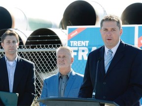 Regina Conservative candidates (L-R)  Michael Kram, Trent Fraser, and Andrew Scheer at an announcement regarding pipelines and the energy sector. in Regina.