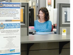 The criminal record check office at the Regina Police Service in Regina.