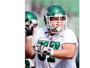 Riders guard Brendon LaBatte continues to work hard despite the team’s 0-8 record (Bryan Schlosser/The Leader-Post)