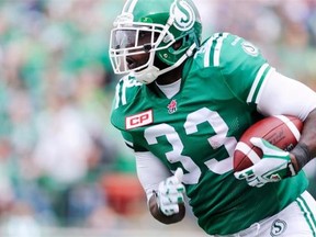 The Saskatchewan Roughriders have reportedly agreed to terms with running back Jerome Messam, shown in 2015 during his first stint with the CFL team.