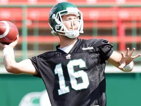 Roughriders quarterback Brett Smith, shown at practice on Wednesday, regrets his actions on the sideline during Sunday’s game. 
  
 Don Healy/Leader-Post