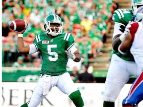 Roughriders quarterback Kevin Glenn, 5, did a fine job of operating Jacques Chapdelaine’s offensive scheme Sunday against the visiting Montreal Alouettes, according to Mike Abou-Mechrek.