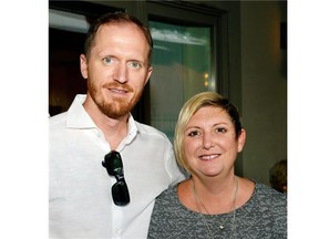 Ryan Williams and Dallas Taylor at a Howlers' fundraiser for Hope's Home at a private residence in Regina on Saturday July 18, 2015. (Michael Bell/Regina Leader-Post)