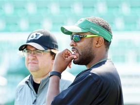 Saskatchewan Roughriders general manager Brendan Taman (left) and head coach Corey Chamblin (right) were both fired on Monday.