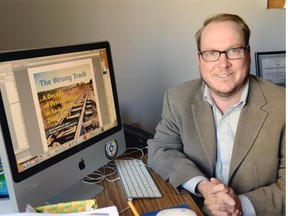 Simon Enoch, director of the Saskatchewan office of the Canadian Centre for Policy Alternatives, released a report Oct. 8, 2015, called On the Wrong Track: A Decade of Privatization in Saskatchewan. (BRYAN SCHLOSSER/Regina Leader-Post)