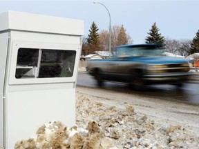Speed enforcement camera boxes  on Argyle Street near Archbishop M.C. O'Neill High School in Regina on January 14, 2015. (DON HEALY/Leader-Post files)