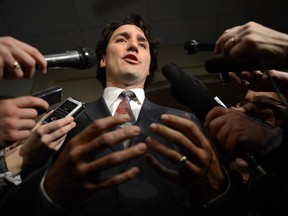 Liberal leader Justin Trudeau is touting his leadership qualities in a new YouTube ad.

(Liberal leader Justin Trudeau arrives at a caucus meeting on Parliament Hill in Ottawa on Wednesday, April 24, 2013.