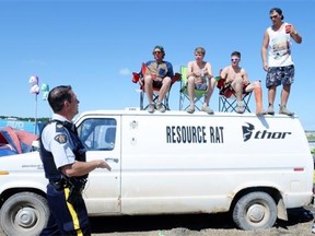 As of 10 a.m. on Thursday, RCMP members at Craven had issued 15 traffic tickets and one charge of impaired driving.