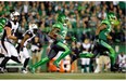 Tristan Jackson, shown returning a kickoff Saturday against the visiting Ottawa Redblacks, has added explosiveness to the Saskatchewan Roughriders’ special teams.