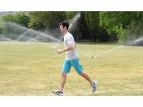 Wascana Centre had their water sprinklers on today in Regina on Tuesday.