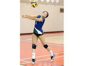 The Winston Knoll Wolverines' Breianna Bilawski is taking part in the Mega-Volley senior girls volleyball tournament this weekend. 
  
 Troy Fleece/Leader-Post