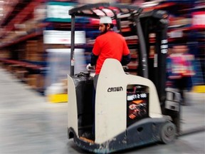 Worker with Canadian Logistics Services in the Global Transportation Hub. The GTH was designated a Foreign Trade Zone (FTZ) on Monday. (Bryan Schlosser/ Regina Leader-Post.)