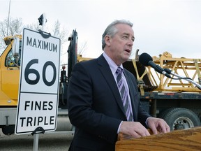 Don McMorris. minister responsible for SGI, says safe drivers will get bigger discounts and unsafe driver stiffer penalties under changes to the Safe Driver Recognition program announced Tuesday  announces details regarding the 2013-14 highway construction season on Thursday.

(REGINA, SK: MAY 16, 2013 -- Highways and Infrastructure Minister Don McMorris speaks at a news conference regarding the 2013-14 highway construction season in Regina, SK on May 16, 2013.  (Don Healy / Leader-Post) (Story by Will Chabun) (NEWS)
