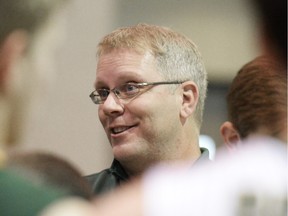 University of Regina Cougars head volleyball coach Greg Barthel, shown here during a game on Oct. 3, 2015, is again using a rotation at setter.