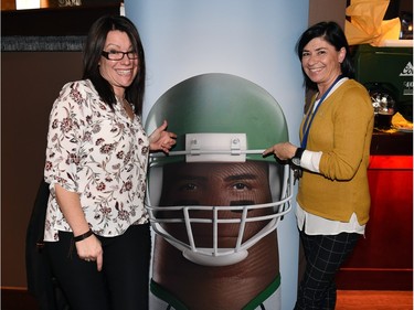 Melissa Kubick, left, and Brenda Indzeoski attending the cocktail reception celebration at The Lobby Public House of the new Postmedia and Leader-Post.