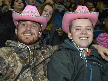 Jordan Sawers and Daniel Wilson at the rodeo at Agribition held at the Brandt Centre in Regina, Sask. on Saturday Nov. 28, 2015.