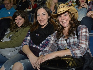 Natalie Millar, Chelsea Rydzik, and Jade Peterson at the rodeo at Agribition held at the Brandt Centre in Regina, Sask. on Saturday Nov. 28, 2015.