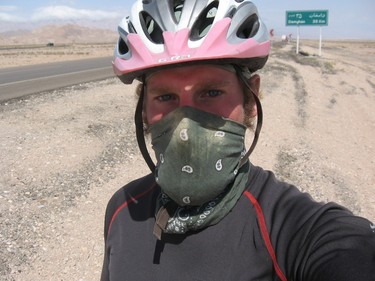 Mike Boles in a sandstorm in Iran.