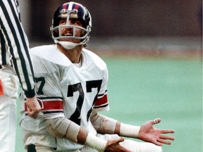 Ottawa Rough Riders tight end Tony Gabriel protests a controversial call in the 1981 Grey Cup — the final game of his illustrious CFL career.